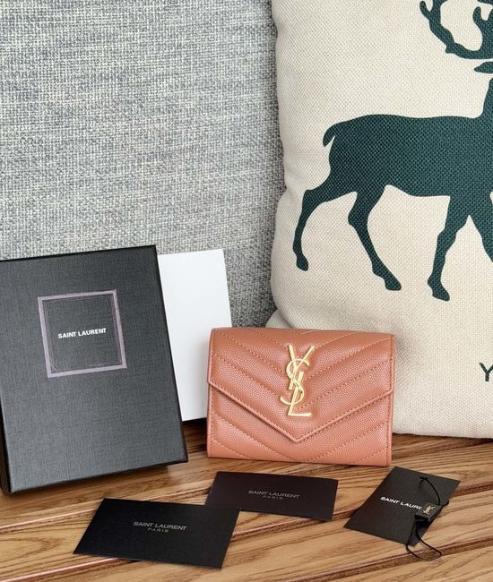 Yves Saint Laurent YSL Caviar Leather Bifold Short Wallet 414404