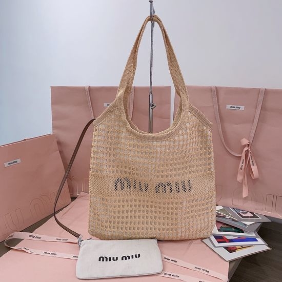 Miu Miu Woven Straw Tote Bag 5BG231
