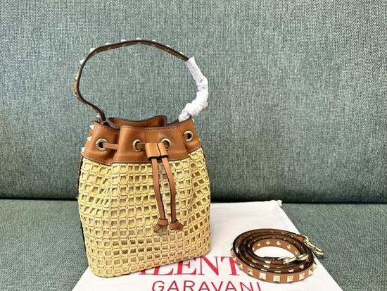 Valentino Raffia Woven Bucket Bag 0533