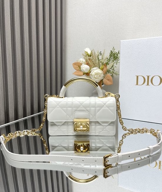 Christian Dior CD Mini Ange Handbag Elegant White Leather 214