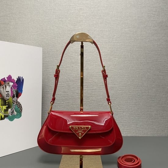Prada Patent Leather Flap Shoulder Bag 1BD345