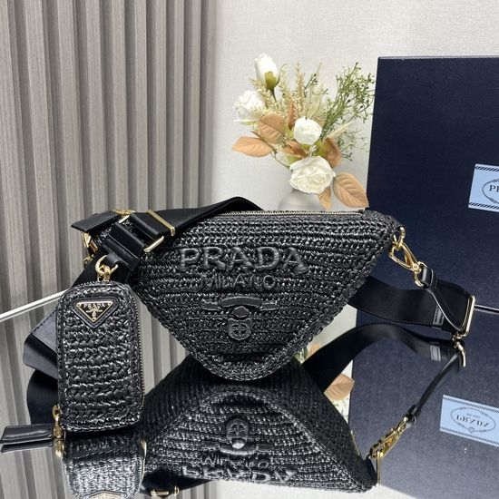 Prada Woven Triangle Crossbody Bag 1BH190