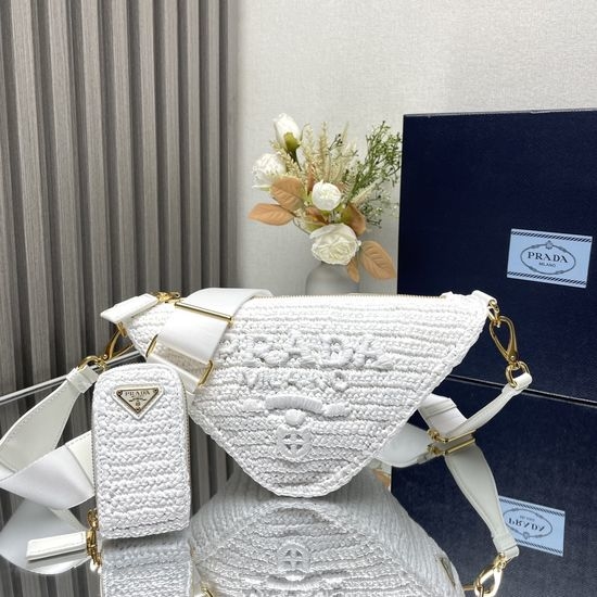 Prada Woven Triangle Bag Detachable Pouch 1BH190