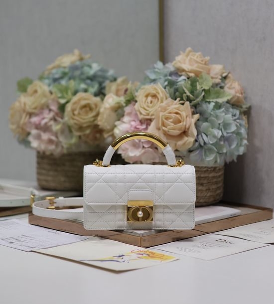 Christian Dior CD Ange Elegant White Leather Bag 4401