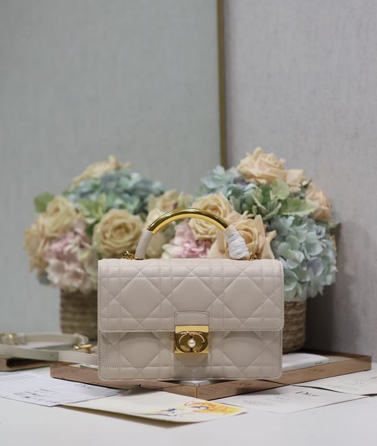 Christian Dior CD Ange Light Beige Spacious Handbag 4402