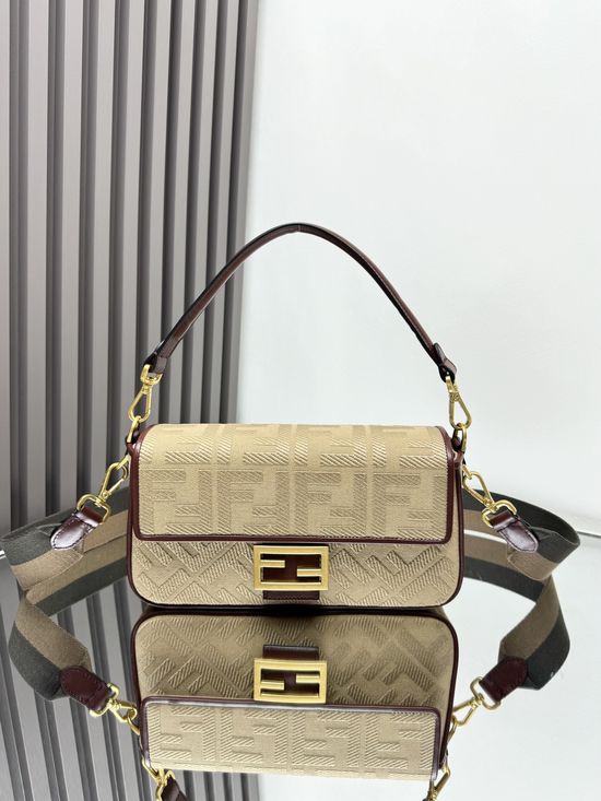 Fendi Baguette Canvas Embroidered Bag 0159A