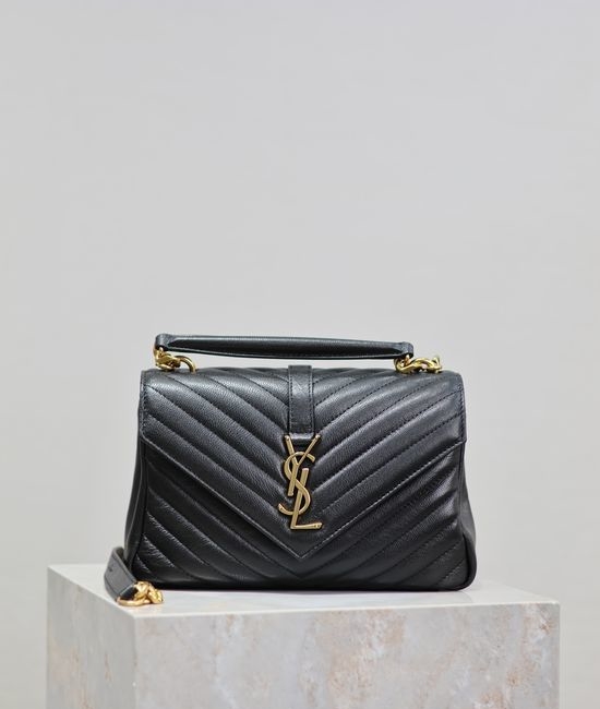 Yves Saint Laurent YSL Monogram College Black Gold Buckle Bag 392737