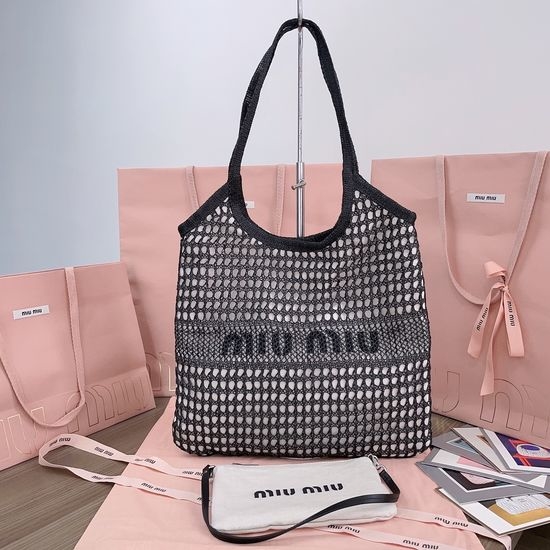 Miu Miu Straw Woven Beach Tote Bag 5BG231