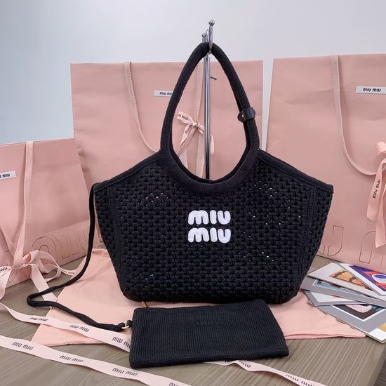Miu Miu Woven Tote Bag Knitted Fabric 5BG281
