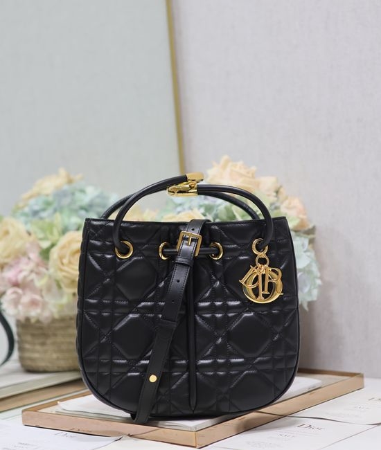 Christian Dior CD Nolita Handbag Black Leather Medium 2312