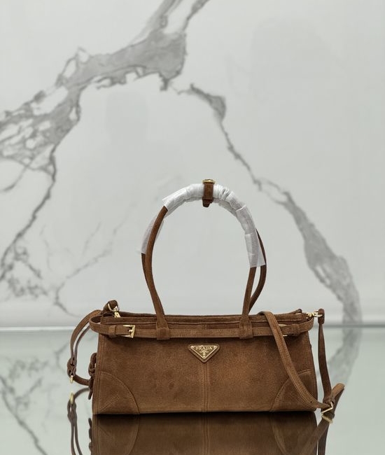Prada SoftLux Suede Top Handle Satchel Bag 1BA426