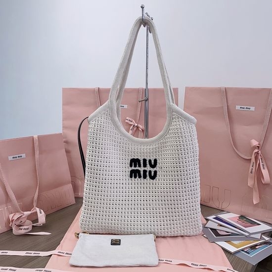 Miu Miu Woven Tote Bag Hollow Knit Design 5BG231