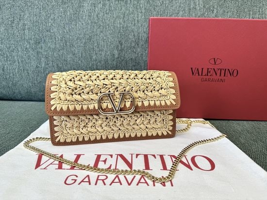 Valentino Raffia Woven Chain Crossbody Bag 0093