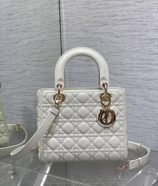 Christian Dior CD Lady Series Classic White Shoulder Bag 6605