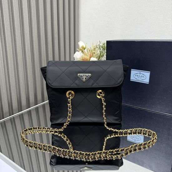 Prada Vintage Quilted Nylon Chain Shoulder Bag 1BD620