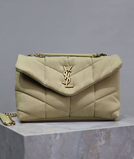 Yves Saint Laurent YSL Loulou Puffer Mini Chain Bag in Cotton Linen 759337
