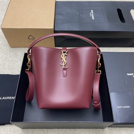 Yves Saint Laurent YSL LE 5A7 Series Small Bucket Bag in Maroon 11675
