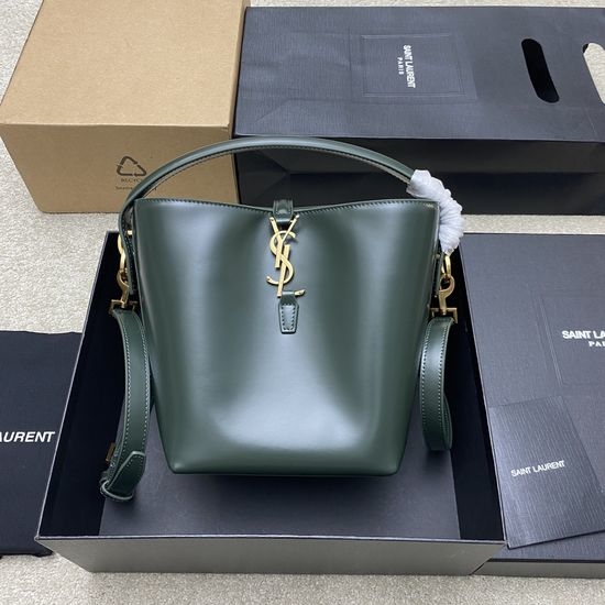 Yves Saint Laurent YSL LE 5A7 Series Small Bucket Bag in Dark Green 11674