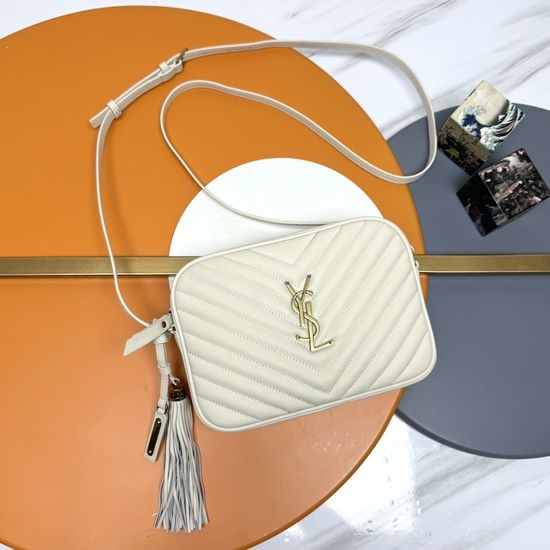 Yves Saint Laurent YSL Lou White Leather Camera Bag 520534-1