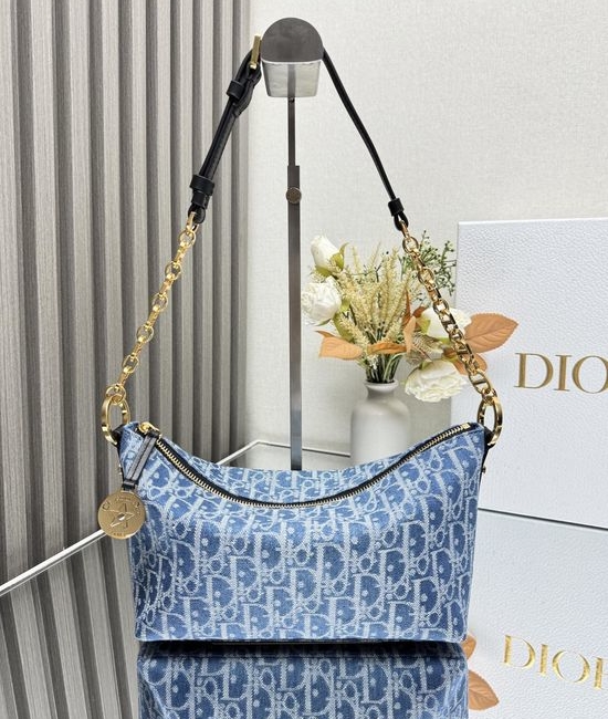 Christian Dior CD Christian Dior CDstar Hobo Denim Blue Chain Bag 3202