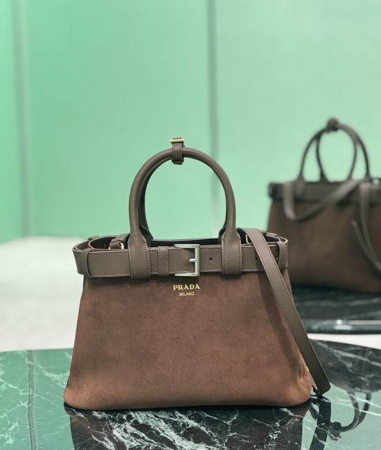 Prada DoubleBag Suede Leather Shopping Handbag 1BA434