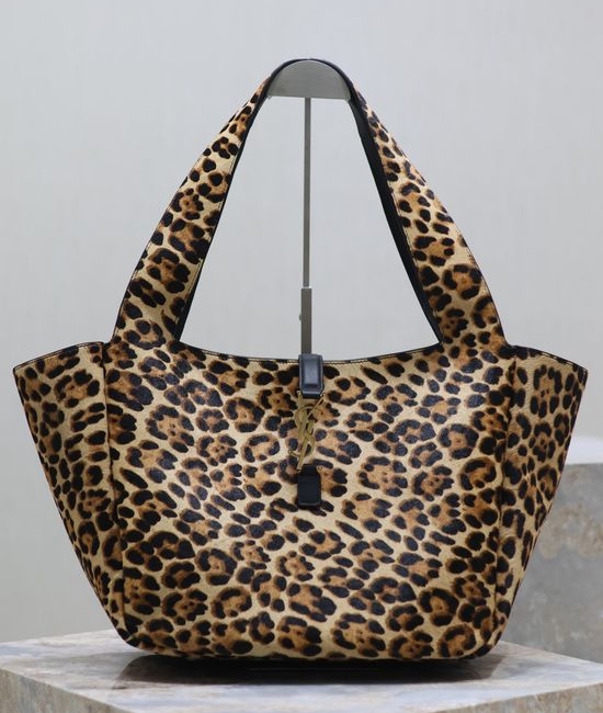 Yves Saint Laurent YSL Bea Leopard Print Hobo Shopping Bag 763435
