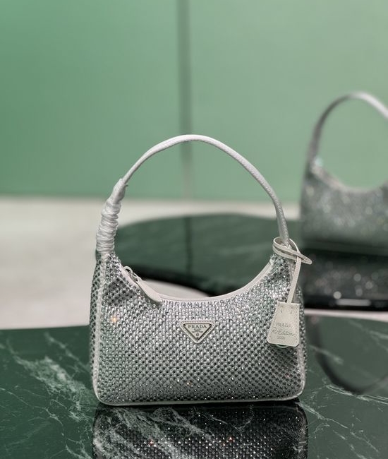 Prada Hobo Crystal Embellished Shoulder Bag 1NE515