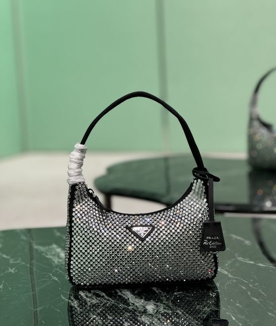 Prada Hobo Crystal Embellished Shoulder Bag 1NE515