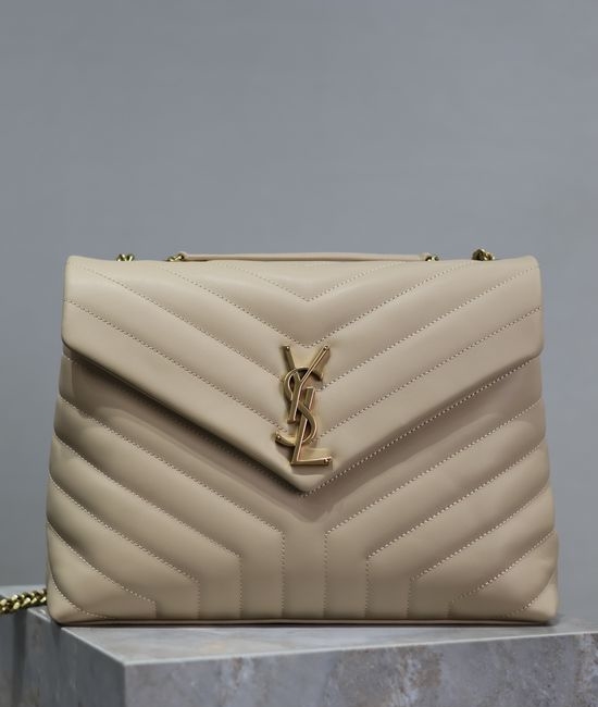 Yves Saint Laurent YSL Loulou Apricot Leather Bag 487216