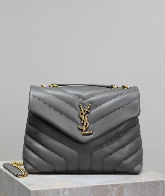 Yves Saint Laurent YSL Loulou Quilted Leather Medium Grey 494699