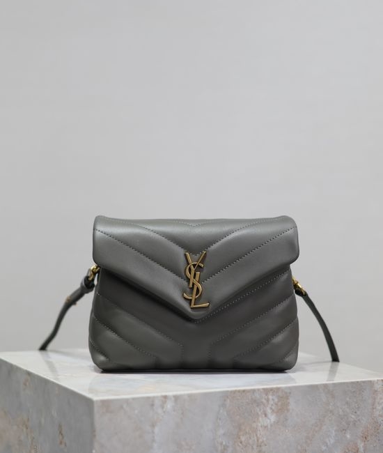 Yves Saint Laurent YSL Loulou Quilted Leather Small Grey 467072