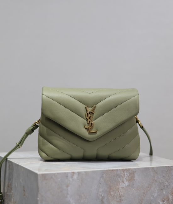 Yves Saint Laurent YSL Loulou Avocado Green Leather Crossbody Bag 467072