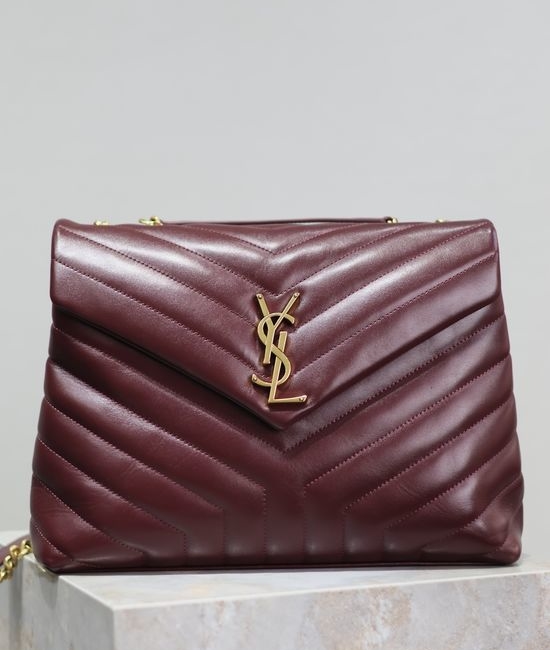 Yves Saint Laurent YSL Loulou Burgundy Leather Shoulder Bag 487216