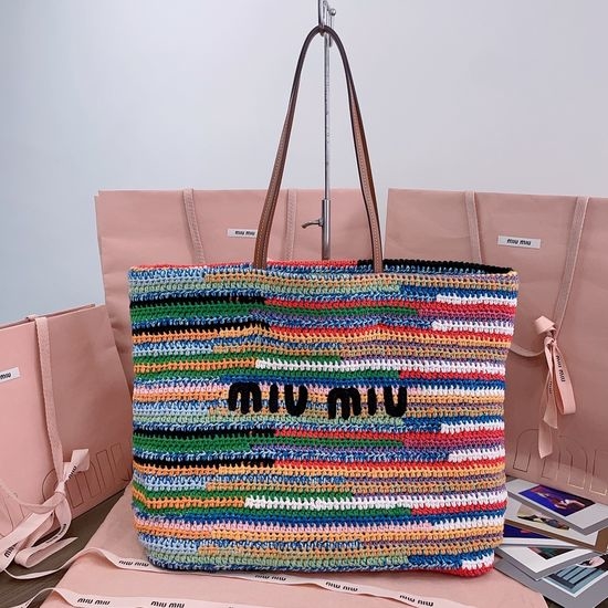 Miu Miu Rainbow Woven Cotton Handbag 5BG228