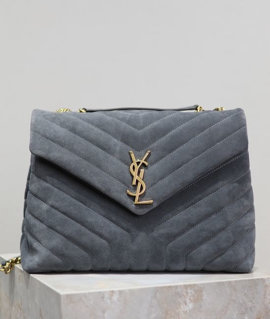 Yves Saint Laurent YSL Loulou Matte Dark Grey Shoulder Bag 487216