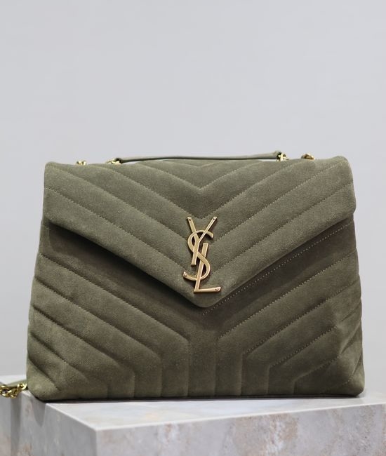 Yves Saint Laurent YSL Loulou Matte Army Green Shoulder Bag 487216