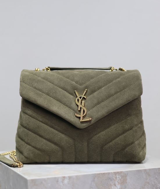 Yves Saint Laurent YSL Loulou Matte Army Green Medium Bag 494699