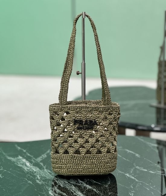Prada Raffia Tote Bag Embroidery Logo 1BG494