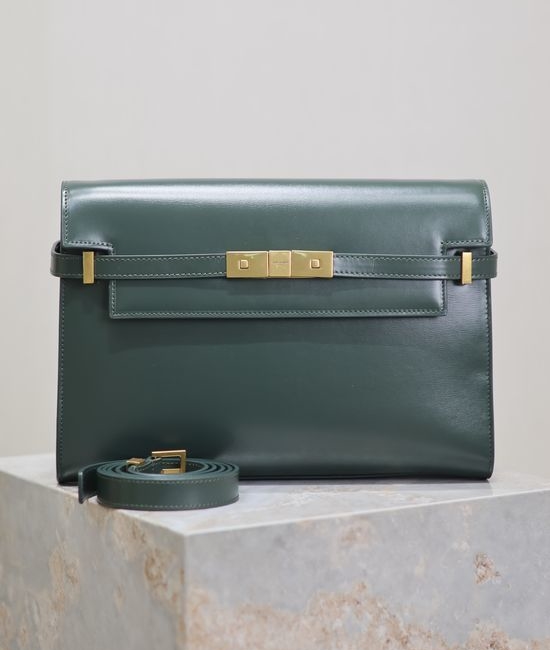 Yves Saint Laurent YSL Manhattan Green Buckle Leather Bag 579271