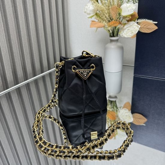 Prada Embroidered Small Bucket Bag Exquisite Craftsmanship 1NR016