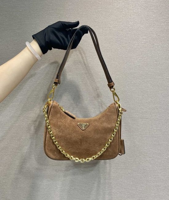 Prada Hobo Suede Convertible Three-way Bag 1BC204B
