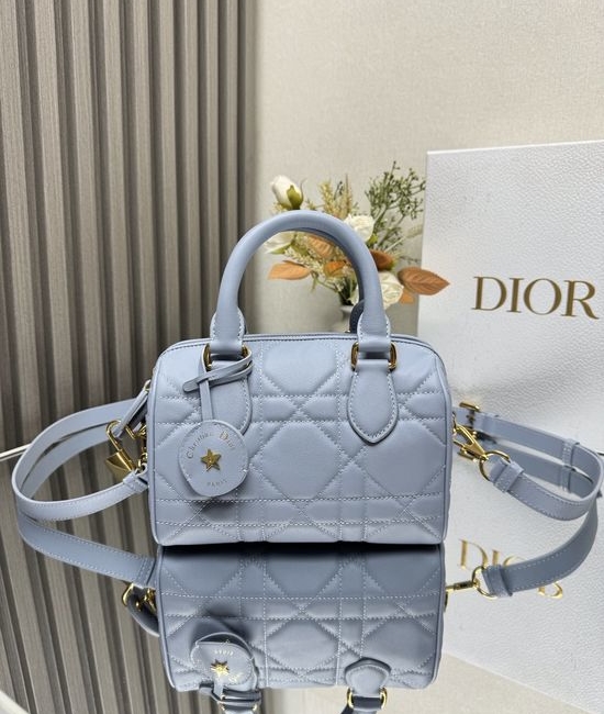 Christian Dior CD Groove 20cm Handbag Blue Oblique 9738