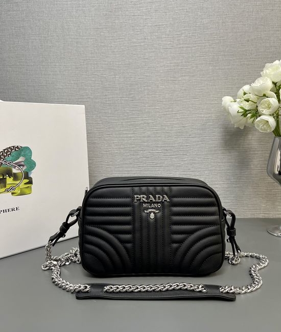 Prada Embroidered Leather Camera Bag 1BH083