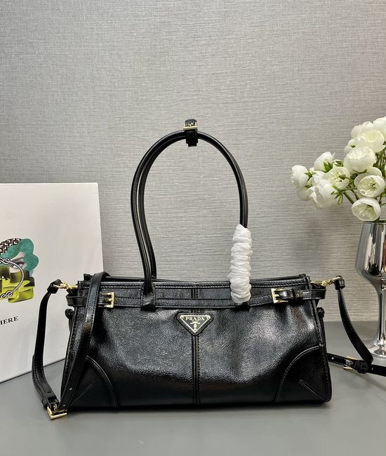 Prada LusSolf Wrinkled Patent Leather Handbag 1BA426