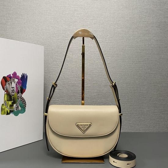 Prada Moon Curved Leather Shoulder Bag 1BD365