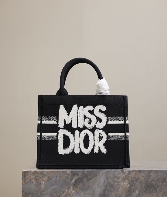 Christian Dior CD Mini Book Tote Graffiti Black Embroidery 1265