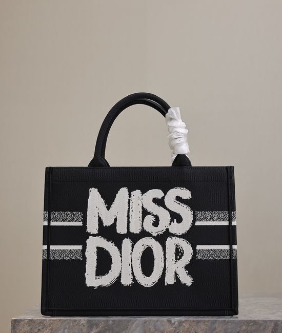 Christian Dior CD Book Tote Graffiti Black Medium 1286
