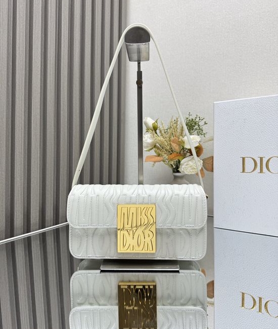 Christian Dior CD Miss Christian Dior CD Quilted White Leather Bag 2610