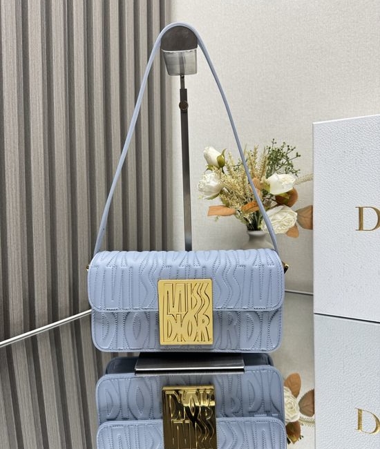 Christian Dior CD Miss Christian Dior CD Quilted Blue Leather Bag 2610