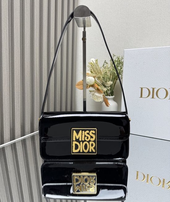Christian Dior CD Miss Christian Dior CD Patent Leather Flap Bag 2610